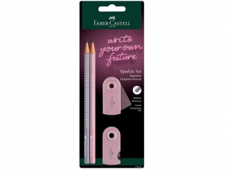 ZESTAW SPARKLE ROSE SHADOWS 2 OWKI + TEMPERWKA SLEEVE MINI + GUMKA SLEEVE MINI BLISTER FABER-CASTELL [opakowanie=10szt]