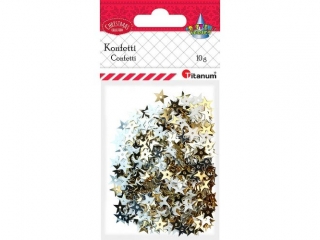 Konfetti Gwiazdki 10mm 10g złote, srebrne, białe