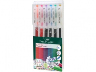 DŁUGOPIS AUTOMATYCZNY ŻELOWY FAST GEL 0, 7 MM 6 KOL. ETUI FABER-CASTELL