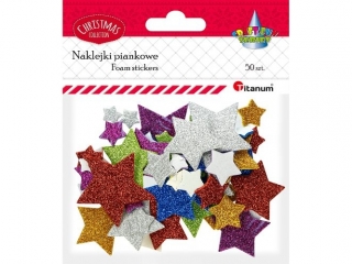 Naklejki piankowe brokatowe gwiazdki mix rozmiarów 50szt.