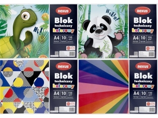 BLOK TECHNICZNY KOLOROWY A4/10k.