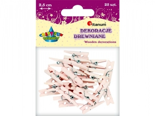 DEKORACJA DREWNIANA_SPINACZ DREW., LUZEM WORECZEK, 25 X 3 MM A`25 KOLOR PUDROWY RÓŻ