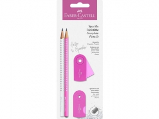 ZESTAW SPARKLE PEARLYxSLEEVE RÓŻOWY/ BIAŁY (2xOŁÓWEK+TEMPERÓWKA+GUMKA) FABER-CASTELL