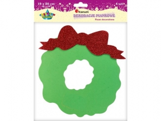 Piankowy wieniec z brokatową kokardą 19x20cm zielony 4szt.