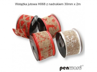 WSTĄŻKA JUTOWA H068 Z NADRUKIEM 30mm x 2m