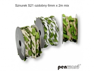 SZNUREK S21 OZDOBNY 6mm x 2m mix