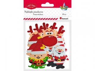 Naklejki piankowe mikołaje, renifery, elfy 40szt.