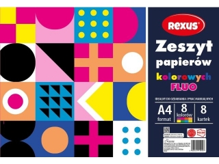 ZESZYT PAPIERÓW KOLOROWYCH KREDOWANYCH FLUO A4/8k.