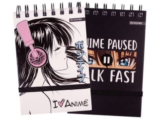KOŁONOTES A6/96k. Kratka ZAMYKANY NA GUMKĘ / MANGA