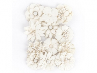 KWIATY PAPIEROWE, 4 CM, 12 SZT., BIAE [opakowanie=3szt]