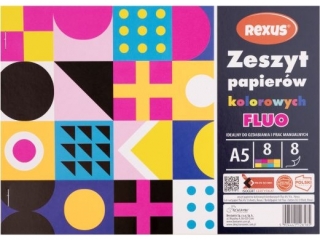 ZESZYT PAPIERÓW KOLOROWYCH KREDOWANYCH FLUO A5/8k.