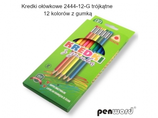 KREDKI OŁÓWKOWE 2444-12-G TRÓJKĄTNE 12 KOL.Z GUMKĄ (SZPSH)