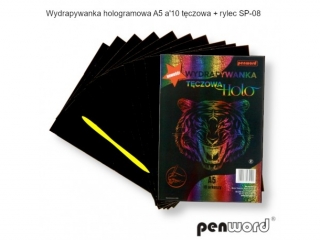 WYDRAPYWANKA HOLOGRAMOWA A5 a10 TĘCZOWA+2 rylce SP-08