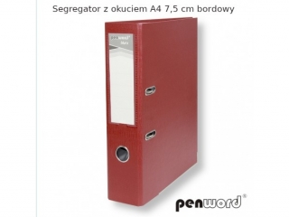 SEGREGATOR Z OKUCIEM A4 7, 5 cm BORDOWY
