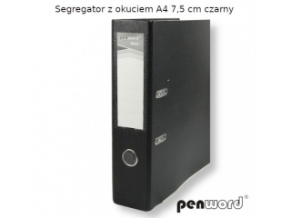SEGREGATOR Z OKUCIEM A4 7, 5 cm CZARNY
