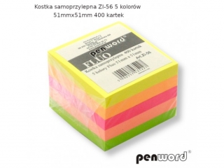 KOSTKA SAMOPRZYLEPNA ZI-56 5 KOLORÓW FLUO 51mmx51mm 400 KARTEK