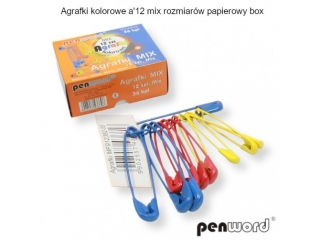 AGRAFKI KOLOROWE a12 MIX ROZMIARW PAPIEROWY BOX