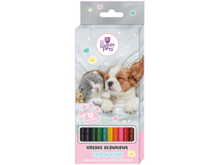 KREDKI OŁÓWKOWE TRÓJKĄTNE 12kol. / THE SWEET PETS