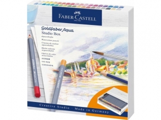 KREDKI GOLDFABER AQUA 38 KOL. + 2 OWKI + PDZELEK STUDIO BOX FABER-CASTELL