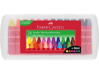 KREDKI WOSKOWE TRÓJKĄTNE 24 KOL. ( W TYM 6 KOL. NEONOWYCH ) OPAKOWANIE PLASTIKOWE FABER-CASTELL