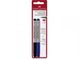 MULTIMARK OHP 2 X NIEPERMANENTNY NIEBIESKI + CZARNY BLISTER FABER-CASTELL [opakowanie=10szt]