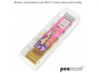BROKAT Z DOZOWNIKIEM SYPKI BS-01 2 KOLORY ZŁOTY-SREBRNY 6x8g
