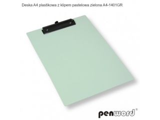 DESKA A4 PLASTIKOWA Z KLIPEM PASTELOWA ZIELONA A4-1401GR
