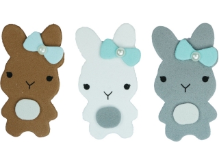 Naklejki piankowe 3D Krliki 4xbrzowe, 4xbiae, 4xszare 30x56mm 12szt. TITWLK