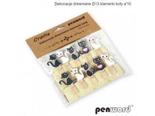 DEKORACJE DREWNIANE D13 KLAMERKI KOTY a10