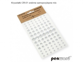 KRYSZTAŁKI CR-01 SREBRNE SAMOPRZYLEPNE MIX