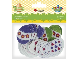 Naklejki filcowe pisanki 34x40mm bia�e, zielone, niebieskie 18szt. TITWLK26