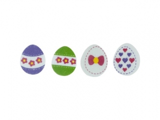 Naklejki filcowe pisanki 34x40mm bia�e, zielone, niebieskie 18szt. TITWLK26
