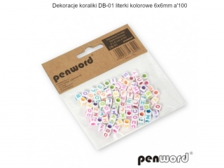 DEKORACJE KORALIKI DB-01 LITERKI KOLOROWE 6x6mm a100