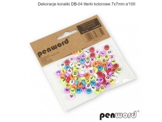 DEKORACJE KORALIKI DB-04 LITERKI KOLOROWE 7x7mm a100