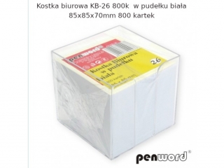 KOSTKA BIUROWA KB-26 800k W PUDEŁKU BIAŁA 85x85x70mm 800 KARTEK