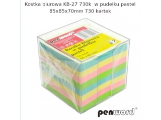 KOSTKA BIUROWA KB-27 730k W PUDEŁKU PASTEL 85x85x70mm 730 KARTEK
