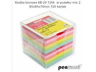 KOSTKA BIUROWA KB-29 720k W PUDEŁKU MIX 2 85x85x70mm 720 KARTEK