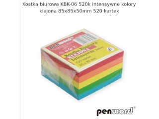 KOSTKA BIUROWA KBK-06 520k INTENSYWNE KOLORY KLEJONA 85x85x50mm 520 KARTEK