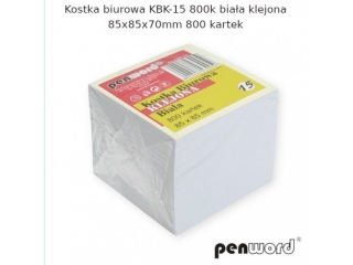 KOSTKA BIUROWA KBK-15 800k BIAŁA KLEJONA 85x85x70mm 800 KARTEK