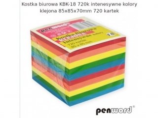 KOSTKA BIUROWA KBK-18 720k INTENSYWNE KOLORY KLEJONA 85x85x70mm 720 KARTEK