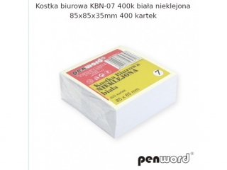 KOSTKA BIUROWA KBN-07 400k BIAŁA NIEKLEJONA 85x85x35mm 400 KARTEK