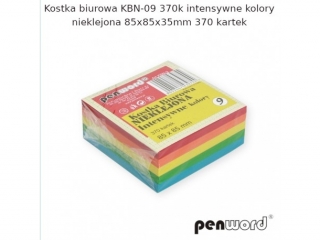 KOSTKA BIUROWA KBN-09 370k INTENSYWNE KOLORY NIEKLEJONA 85x85x35mm 370 KARTEK