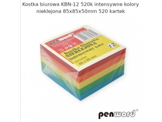 KOSTKA BIUROWA KBN-12 520k INTENSYWNE KOLORY NIEKLEJONA 85x85x50mm 520 KARTEK