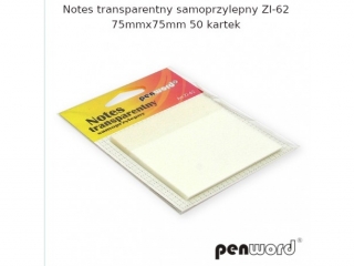 NOTES TRANSPARENTNY SAMOPRZYLEPNY ZI-62 75mmx75mm 50 kartek