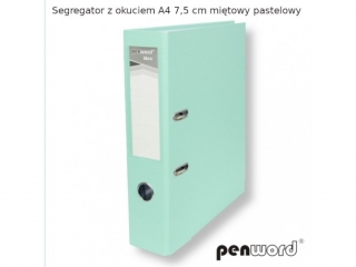 SEGREGATOR Z OKUCIEM A4 7, 5 cm MIĘTOWY PASTELOWY