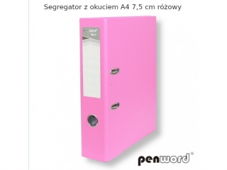 SEGREGATOR Z OKUCIEM A4 7, 5 cm RÓŻOWY