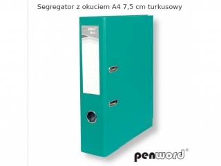 SEGREGATOR Z OKUCIEM A4 7, 5 cm TURKUSOWY