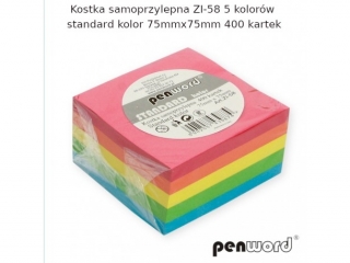 KOSTKA SAMOPRZYLEPNA ZI-58 5 KOLORÓW STANDARD KOLOR 75mmx75mm 400 KARTEK
