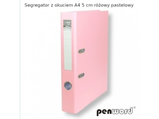 SEGREGATOR Z OKUCIEM A4 5 cm RÓZOWY PASTELOWY