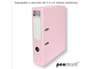 SEGREGATOR Z OKUCIEM A4 7, 5 cm RÓŻOWY PASTELOWY